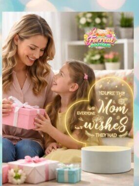 3D ILLUSION LED NIGHT LIGHT TABLE LAMP HEART SHAPED MOM THEMED